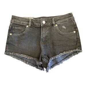 NWT Black Denim Low Rise  Distressed Jean Shorts  4